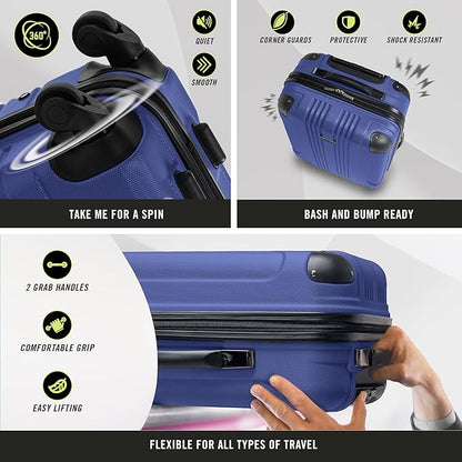 Kenneth Cole REACTION Out of Bounds Lightweight Hardshell 4-Wheel Spinner Luggage, Cobalt Blue, 2-Piece Set (20" & 28")