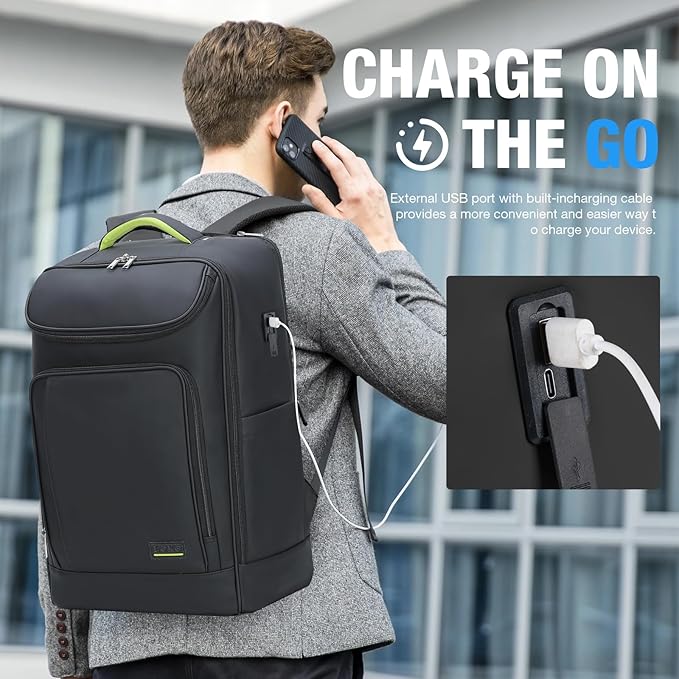 Lekebobor Travel Rolling Backpack, 18 inch Waterproof Bag with 360° Wheels for 15.6" Laptop, Convertible Airline Approved Travel Back Pack for Men & Women, Business, Commuter