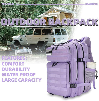 25L Tactical Backpack for Men and Women Military Backpack Small Assault Pack Molle Backpack Bug Out Bag Travel Rucksack Daypack (Light Purple)