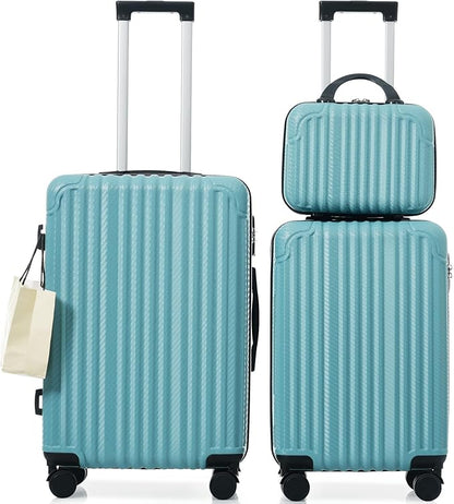 Hardshell 3pcs Luggage, Lightweight Suitcase with Spinner Wheels, Ice blue