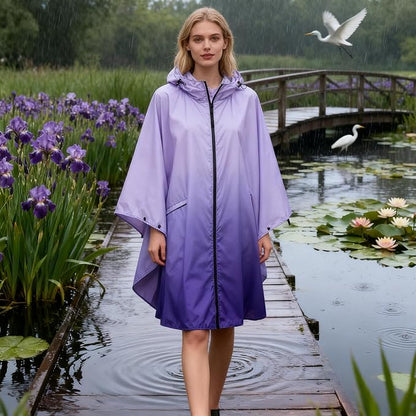 Hooded Rain Ponchos for Adult - Rain Coat and Rain Jacket with Waterproof Pocket and Zipper