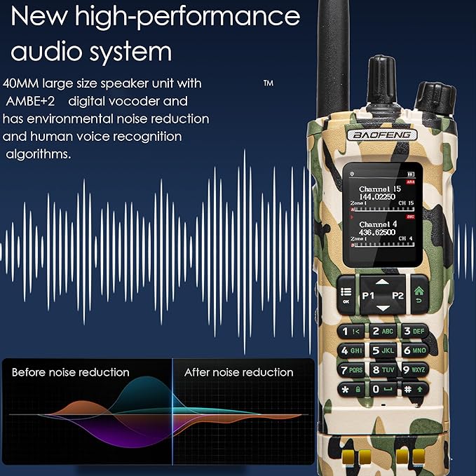BAOFENG DM32 DMR 10W Long Range Walkie Talkie | Dual Band VHF/UHF | GPS & USB-C Rechargeable | Two Way Radio for Outdoor Hunting Emergency