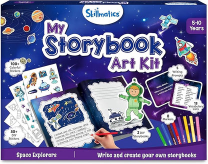 Skillmatics Storybook Art Kit - Create Space-Themed Stories, DIY Craft & Writing Kit with 300+ Stickers, Scrapbooking Activity, Gifts for Kids Ages 5, 6, 7, 8, 9, 10