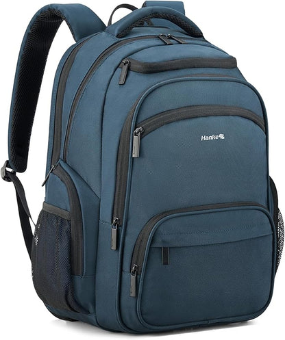 Hanke College Laptop Backpack Multi-Pocket, 18-Inch Large Travel Backpack for Men Women, Water Resistant College Bookbag for 15.6 Inch Laptop, Casual Daily Personal Item Airline Approved,Navy Blue