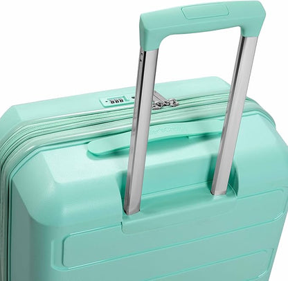 Traveler's Choice Pagosa Indestructible Hardshell Expandable Spinner Luggage, Mint, 22-Inch Carry-on