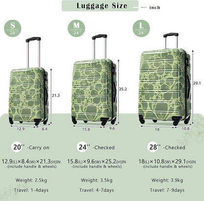 Luggage Sets 3 Piece Durable Suitcase Set with Spinner Wheels, 3 Pcs Hardside Lightweight luggage with TSA Lock, Large Checked Travel Suitcases