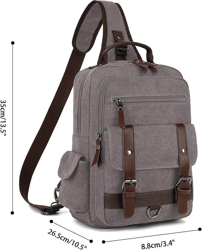 Vintage Messenger Bag, Canvas Backpack for Travel, Men's Shoulder Bag, Dual-use Bag for Hand Carry and Crossbody Carry