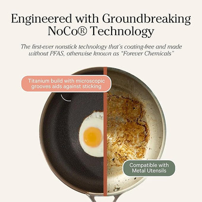 Our Place Large Titanium Always Pan Pro | 12.5" PFAS-Free Nonstick Frying Pan with Spatula | Chef-Grade Tri-Ply Stainless Steel & Aluminum Build | Induction & Oven-Safe up to 750°F | Gold