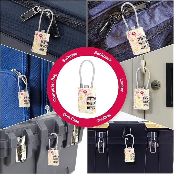VIBRANZ-LAB Set of 4 TSA Approved Combination Locks for Luggage, Gym Locker, Locker, Firearm Travel Case