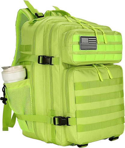 25L Tactical Backpack for Men and Women Small Military Tactical Backpack Heavy Duty Molle Assault Pack Daypack for Hiking Camping Travel Work Gym Outdoors (Bright Green)