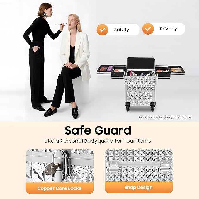 Large Capacity Makeup Organizer for Professional, Stylist Beauty Salon Cosmetic Luggage, Travel Makeup Case with Lock, for Barber Stores, Hairdressing Colleges, Homes