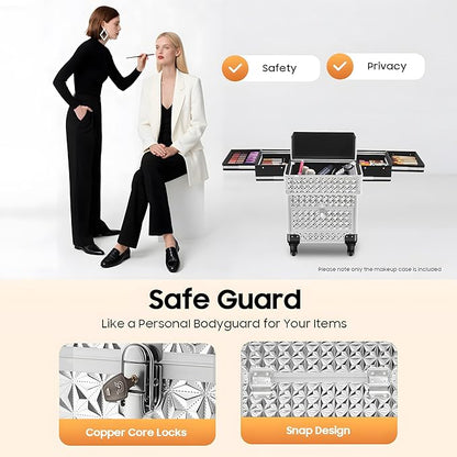 Large Capacity Makeup Organizer for Professional, Stylist Beauty Salon Cosmetic Luggage, Travel Makeup Case with Lock, for Barber Stores, Hairdressing Colleges, Homes