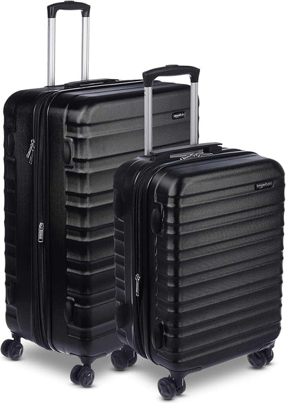 Amazon Basics 2-Piece Set (21", 30"), Hardshell Suitcases With Wheels, Expandable For Up to 25% More Space, With Scratch-Resistant Surface, Four Multi-directional Wheels, Black