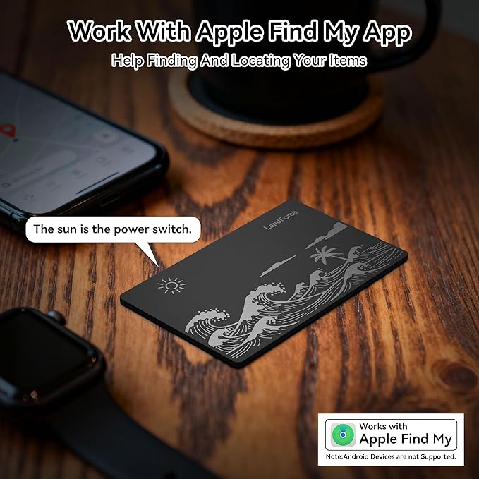 Air Tag Wallet Tracker Card 0.07in IP68 Waterproof Bluetooth Tracker Smart Wallets Finder, Passport, Work with Apple Find My, Wireless Charging, Card Locator[Apple MFi Certified] iOS Only
