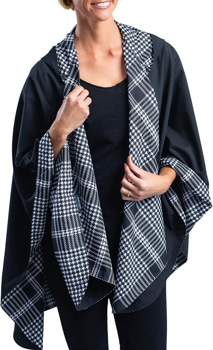 RainCaper Womens Rain Cape Poncho Coat Jacket with Hood Reversible Gorgeous Ultrasoft