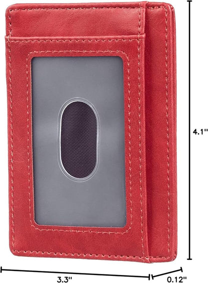Travelambo Slim Wallet Front Pocket Minimalist Leather RFID Blocking Medium Size