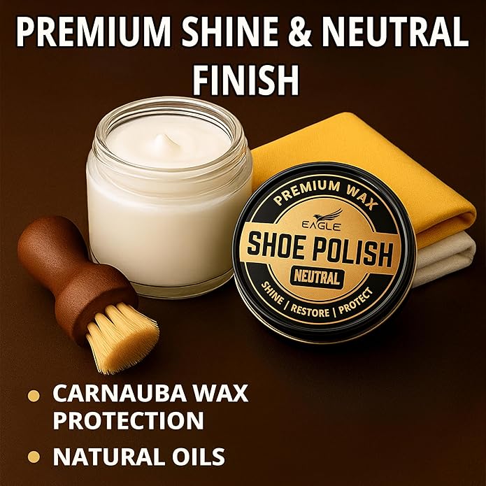 Eagle Shoe Shine Kit – 5-Piece Leather Shoe Polish & Cream Set with Brush & Cloths