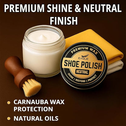 Eagle Shoe Shine Kit – 5-Piece Leather Shoe Polish & Cream Set with Brush & Cloths
