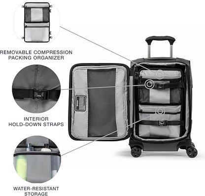 Travelpro Crew Classic Lightweight Softside Expandable Carry on Luggage, 8 Wheel Spinner Suitcase, Men and Women, Compact Carry On 20-Inch, Titanium Grey