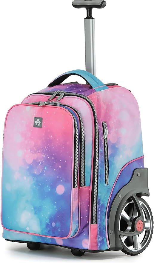 NEW TILAMI 20" Rolling Backpack for Teens Adults, Climbing Stairs Waterproof Backpack with Wheels for School Business Trave Camping with Laptop Compartment, Fit 17 Inch Laptop, Pop Gradient