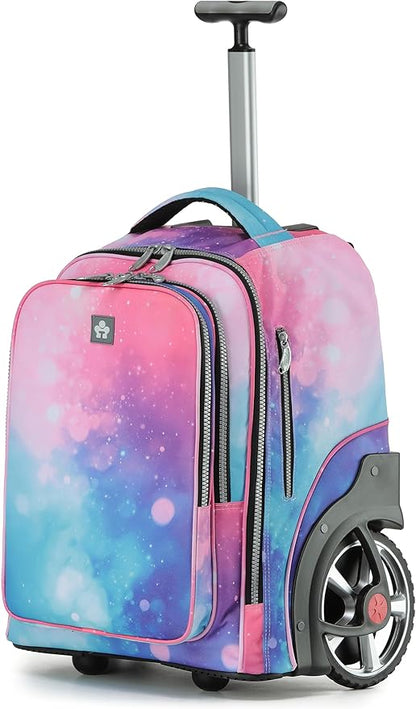 NEW TILAMI 20" Rolling Backpack for Teens Adults, Climbing Stairs Waterproof Backpack with Wheels for School Business Trave Camping with Laptop Compartment, Fit 17 Inch Laptop, Pop Gradient