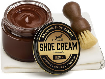 Eagle Shoe Cream Polish Kit – 3 Piece Boot & Shoe Polish with Shoe Cream, Shine Cloth & Applicator