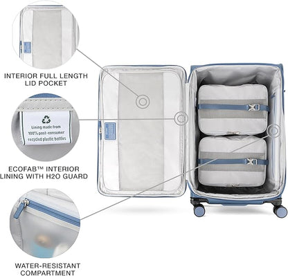 Travelpro VersaPack+ Lightweight Softside Expandable Checked Luggage, 8 Spinner Suitcase, TSA Lock, Men and Women, Checked Large 29-Inch, Elemental Blue