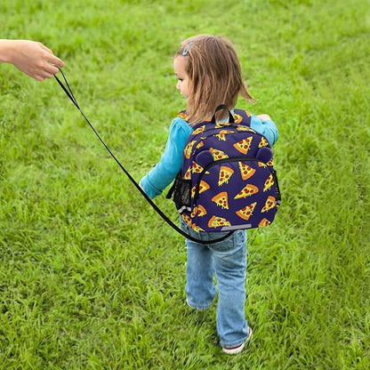 Kids Pizza Backpack Leash Preschool Backpack Small Toddler Backpacks for Girls Boys 3-6 Anti-Lost Baby Harness M