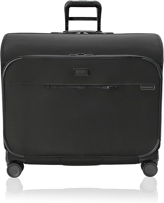 Briggs & Riley Deluxe Wardrobe Spinner - Checked Luggage for Travel, Suitcases with Wheels, Softside Rolling Bag for Men & Women, Built in Hook for Clothes - Baseline Collection, Black