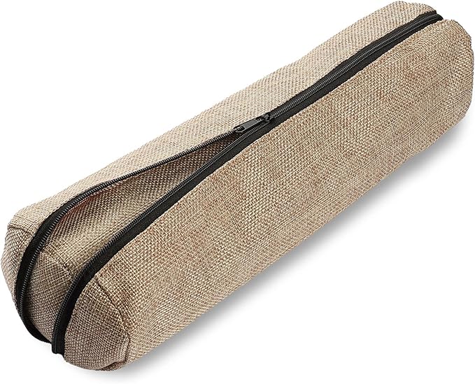 Novel Box Burlap Faux Leather Bangle/Bracelet/Watch Roll 12.25x3x3 Inches with Matching Zipper Pouch - Portable Organizer Pouch with Removable Roll Insert for Travel, Retail & Personal Use