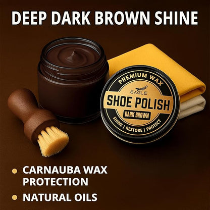 Eagle Shoe Shine Kit – 5-Piece Leather Shoe Polish & Cream Set with Brush & Cloths