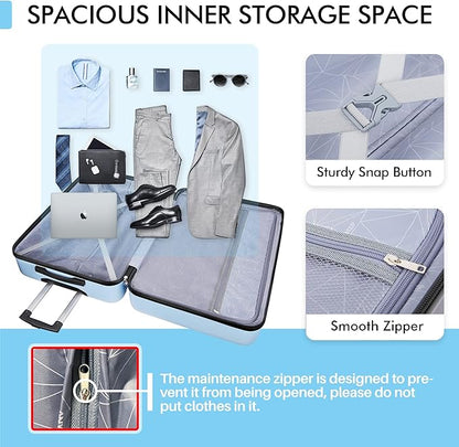 AnyZip Luggage PC ABS Hardside Lightweight Suitcase with 4 Universal Wheels TSA Lock Checked-Large 28 Inch Light Blue