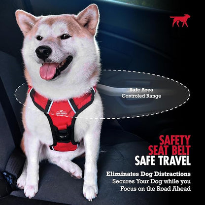 Tuff Pupper Dog Seat Belt | Adjustable Length Dog Seatbelt Restraint | Tangle-Free Locking Carabiner | Shock-Absorbing Bungee | Reflective Stitching for Visibility | Universal Fit for Cars & Trucks