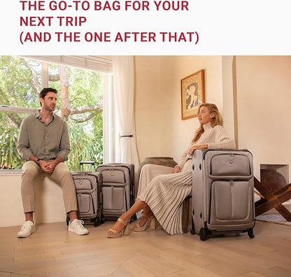 SwissGear Sion Softside Expandable Luggage – Large Checked Suitcase with 360 Degree Wheels & Retractable Handle – 29 Inch, Perfect for 7-9 Night Trips – Burgundy