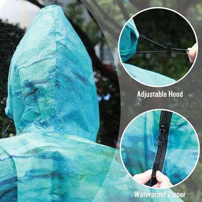 SaphiRose Unisex Rain Poncho Waterproof Raincoat Hooded for Adults Women with Pockets