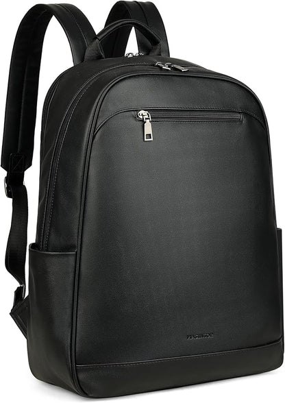 MASINTOR 15.6 inch Leather Laptop Backpack Purse for Women, Designer Travel and Work Bag with Laptop Compartment Black