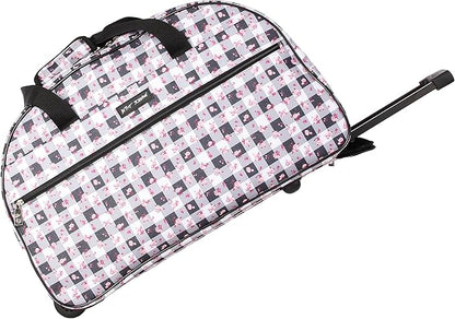 Betsey Johnson Designer Carry On Luggage Collection - Lightweight Pattern 22 Inch Duffel Bag- Weekender Overnight Business Travel Suitcase with 2- Rolling Spinner Wheels (Gingham Roses)