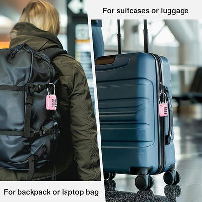 Puroma 2 Pack TSA Approved Luggage Locks, 4 Digit Combination Travel Locks Resettable Code Lock with Zinc Alloy Body for Suitcase, Toolbox, Backpack, Bag, Gym Locker (Basic Pink)
