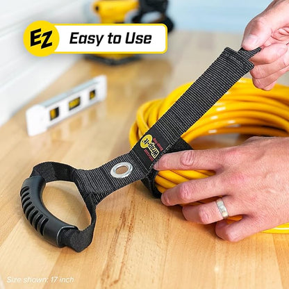 Easy-Carry Wrap-It Storage Straps - 22" (2-Pack) Black with Grommet - Extension Cord Holder Organizer for Garden Hose Storage Cord Straps