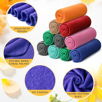 Kinlop Fleece Blanket Bulk 60 x 50 Inch Soft Lightweight Fleece Cozy Blanket Warm Throw Plush Pet Throw for Bed Couch Sofa Home Office Wedding Gifts Travel Camping(Novel Color,80 Packs)
