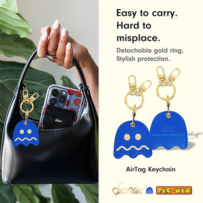 Sonix Keychain Case Compatible with Apple AirTag | Protective AirTag Cover Keychain Charm | Pac-Man Classic - Blue