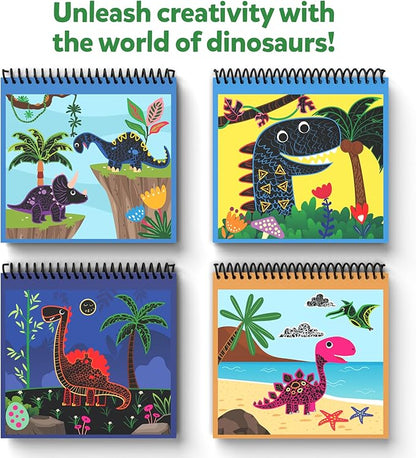 Skillmatics Scratch Art Book for Kids - Dinosaurs, Craft Kits & Supplies, 30+ Scratch Stickers, Travel Toys, DIY Kit, Gifts for Boys & Girls Ages 3, 4, 5, 6, 7, 8