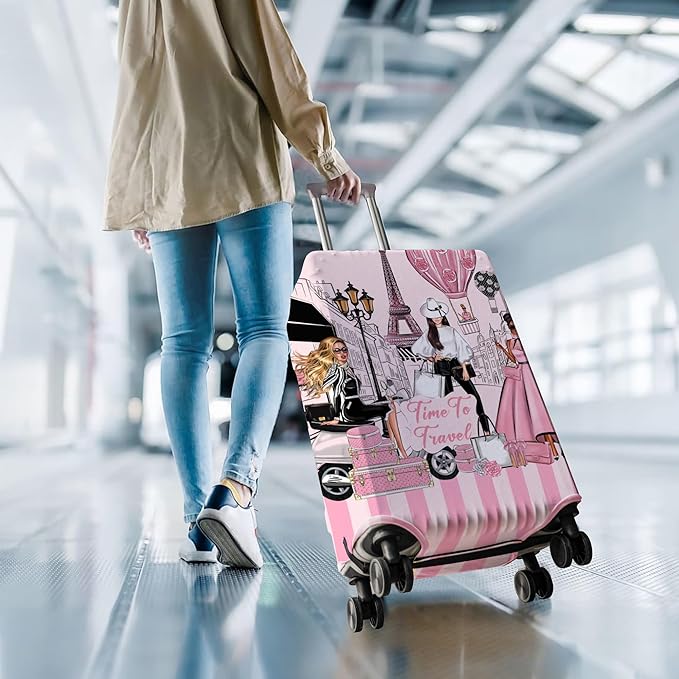 Travel Luggage Cover Suitcase Protector Fits 18-32 Inch Wheel Covers PatternedTravel Related Items Flower Luggage Protector Elastic S
