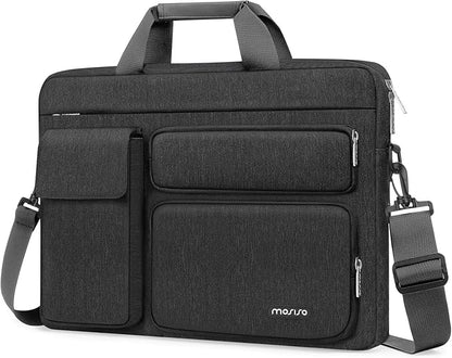 MOSISO Laptop Shoulder Bag 15.6 inch, 15-15.6 inch Computer Bag Compatible with MacBook Pro 16 inch, HP, Dell, Lenovo, Notebook with 2 Raised&1 Flapover&1 Horizontal Pocket&Handle&Belt, Slate Gray