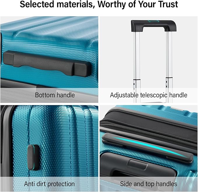 Hanke Expandable Hardshell Luggage Sets 2 Piece Extra Large Suitcases with Lock,28 Inch Luggage with Spinner Wheels, Travel Suitcase for Women Men 20 29Inch,Caribbean Blue