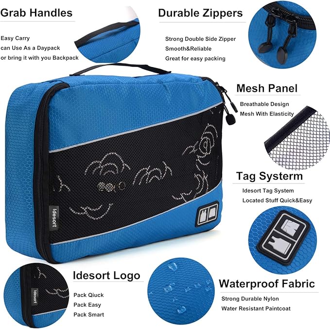 Packing Cubes Luggage Bags Organizer Durable Travel Accessories With Clothing Label