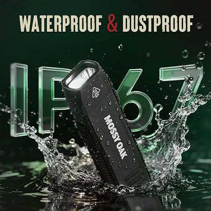Mossy Oak Rechargeable EDC Flat Flashlight 1200 Lumens, Pocket Work Light with Magnetic Base, UV & White Light Combo, Waterproof LED Inspection Light for Work and Home - Idea Christmas Gift for Men