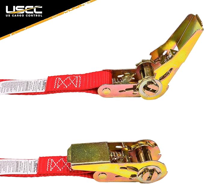 US Cargo Control Endless Ratchet Straps, 1 Inch Wide X 20 Foot Long Open End Ratchet Strap, Red Endless Ratchet Strap Tie Downs with Many Uses, Perfect Small Cargo Straps with Ratchet, 4 Pack