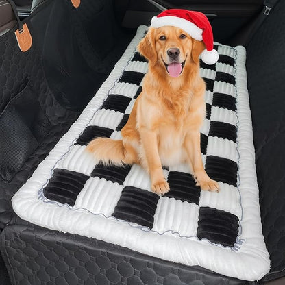 Dog Car Seat Cover for Back Seat, Dog Bed for Car, Fit for Backseat Extenders, Car Seat Protector, Nonslip Soft Durable for Cars Trucks and SUVs (Black and White, 23.6"*51")