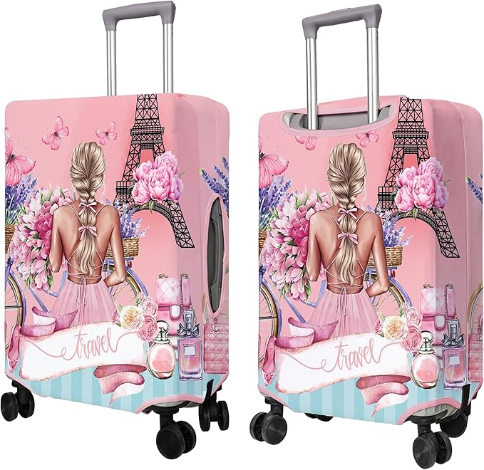 Travel Luggage Cover Suitcase Protector Fits 18-32 Inch Wheel Covers PatternedTravel Related Items Flower Luggage Protector Elastic S